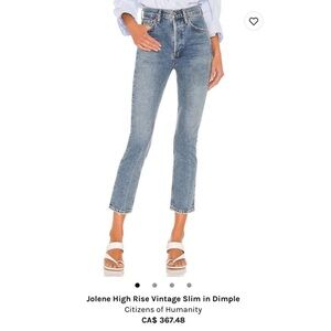 Citizens Of Humanity Jolene High Rise Slim Straight Jeans Sz 26 in Wash Dimple
